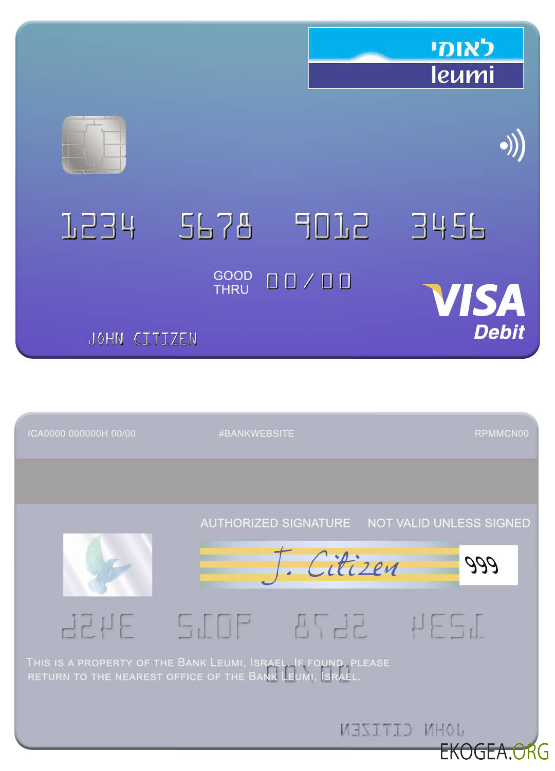 Carte de débit visa Israel Bank Leumi
